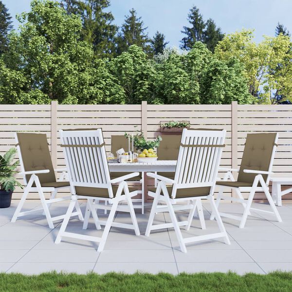 vidaXL Stólsessur Hátt Bak 6 stk. Mógráar blanda 120x50x4 cm Tauáklæði