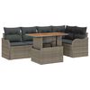 vidaXL Gar&eth;s&oacute;fa sett me&eth; p&uacute;&eth;i 6 pcs Gr&aacute;r p&oacute;l&yacute;rattan