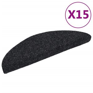 vidaXL Stigamottur sj&aacute;lfl&iacute;mandi 15 stk 56x17x3 cm svartar h&aacute;lfhringlaga