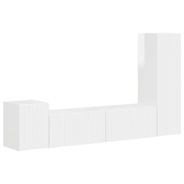 vidaXL Sj&oacute;nvarpssk&aacute;pasett 4 pcs H&aacute;gloss hv&iacute;tur Samsettur vi&eth;ur