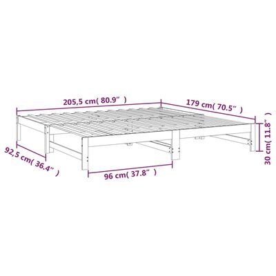 vidaXL Útdraganlegur Svefnsófi Grár 2x(90x200) cm Gegnheil Fura