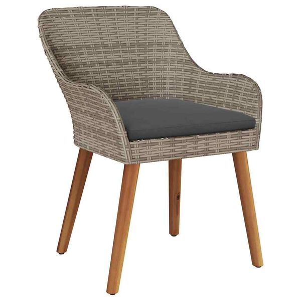 vidaXL Garðstóll með púði 2 pcs Svartur 55 x 62.5 x 82 cm pólýrattan