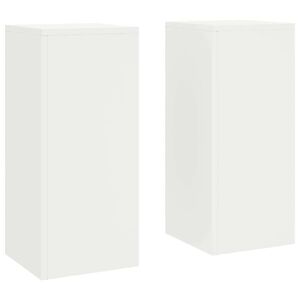 vidaXL Bl&oacute;mastandur 2 pcs Hv&iacute;tt 24 x 24 x 55 cm St&aacute;l