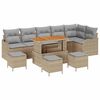 vidaXL Gar&eth;s&oacute;fa sett me&eth; p&uacute;&eth;i 10 pcs Drapplita&eth;ur p&oacute;l&yacute;rattan
