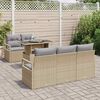 vidaXL Gar&eth;s&oacute;fa sett me&eth; p&uacute;&eth;i 6 pcs Drapplita&eth;ur Poly rattan
