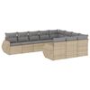 vidaXL 10 Hluta Gar&eth;s&oacute;fasett me&eth; Sessum Drappa&eth; P&oacute;l&yacute;rattan