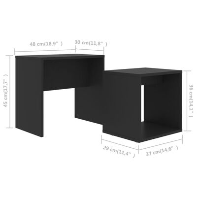 802886 vidaXL Coffee Table Set Black 48x30x45 cm Chipboard