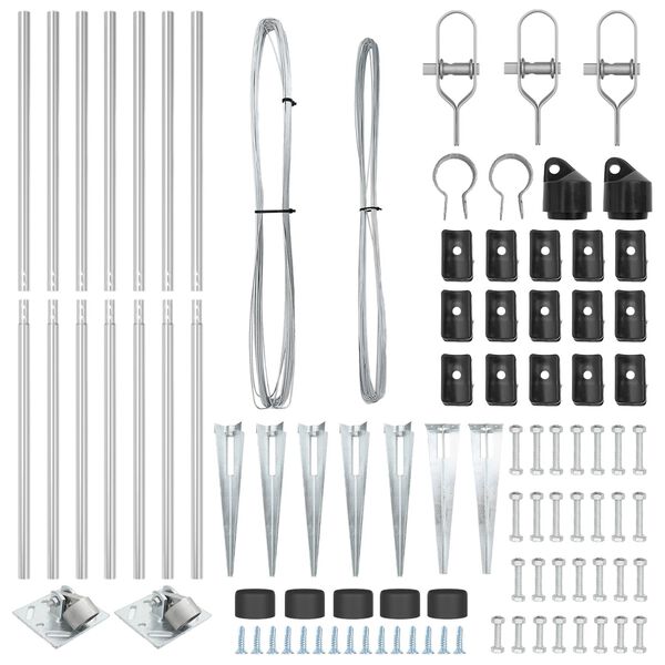 vidaXL Girðingarpóstar 7 pcs Silfur Ø32mm 160 cm Sinkhúðað stál