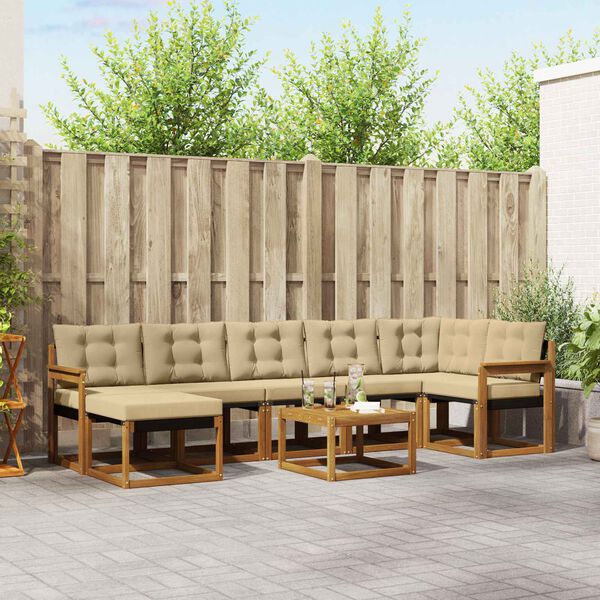 vidaXL &Uacute;ti s&oacute;fasett me&eth; p&uacute;&eth;i 8 pcs N&aacute;tt&uacute;rulegt og B&eacute;ig