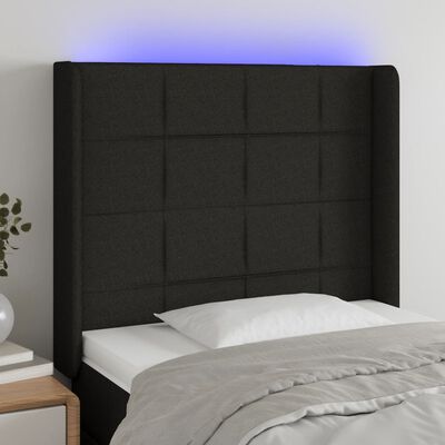 vidaXL LED Höfðagafl 103x16x118/128 cm Svart Efni