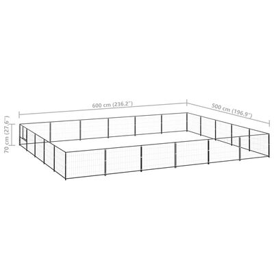 vidaXL Hundabyrgi Svart 30 m² Stál