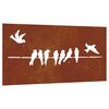 vidaXL Veggskreyting &iacute; Gar&eth;inn 105x55 cm Corten St&aacute;l Fuglamynstur