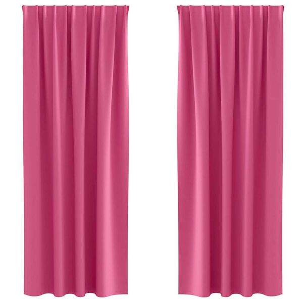 vidaXL Svartgard&iacute;nur me&eth; hringjum 2 pcs Sk&yacute;r Bleikur 245 x 140 cm