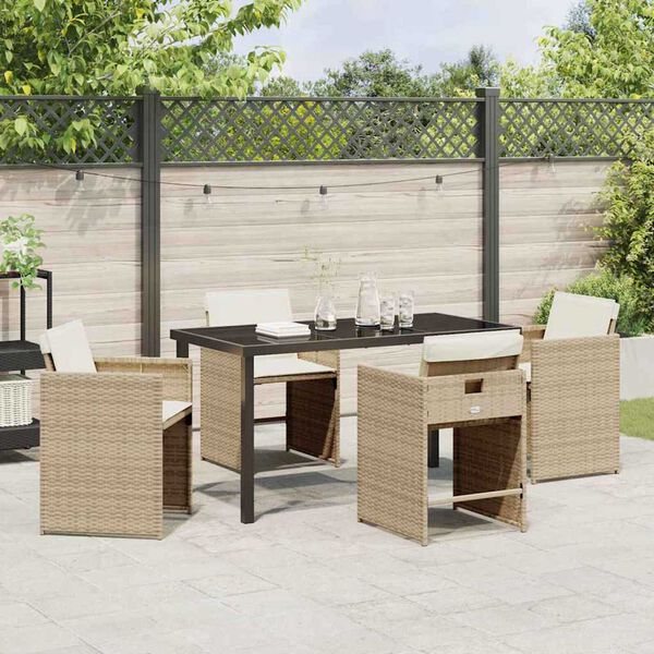 vidaXL Gar&eth;ur bor&eth;sett 5 pcs Drapplita&eth;ur p&oacute;l&yacute;rattan