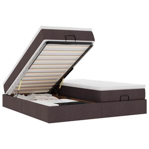 vidaXL Ottoman r&uacute;mgrind me&eth; d&yacute;num D&ouml;kkbr&uacute;nt 160x200cm Efni