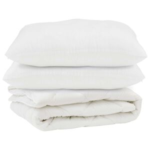 vidaXL S&aelig;ng me&eth; kodda 3 pcs Hv&iacute;tt M&iacute;kr&oacute;f&iacute;ber