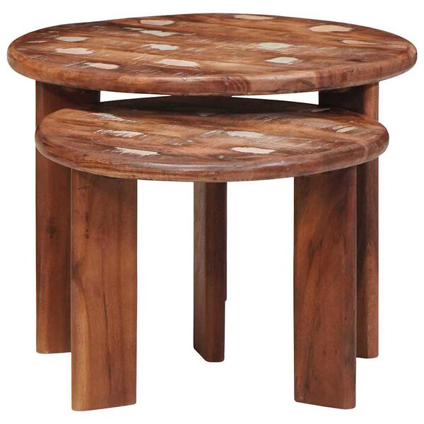 vidaXL Nestandi kaffibor&eth; 2 pcs Marglitur Solid endurn&yacute;ttur vi&eth;ur