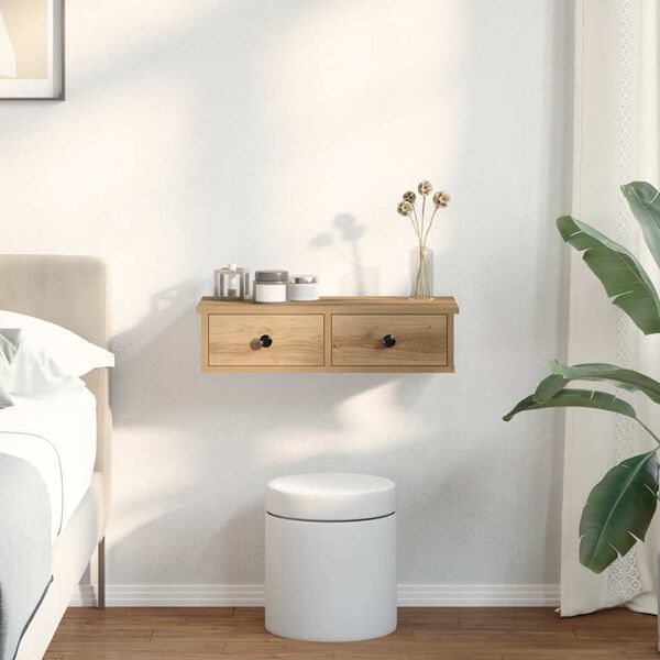 vidaXL vegghilla með skúffum Artisian Oak 60x28x15 cm Engineered Wood