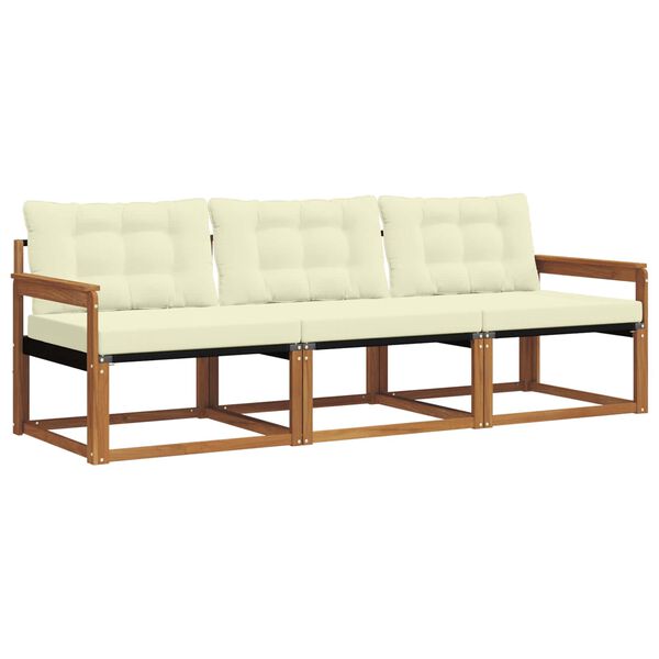 vidaXL &Uacute;ti s&oacute;fasett me&eth; p&uacute;&eth;i 3 pcs N&aacute;tt&uacute;rulegt og Krem