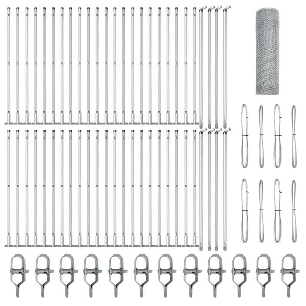 vidaXL Gir&eth;ingarp&oacute;stur Silfur 100 x 0,5 m (13 mm net) St&aacute;l