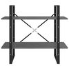 vidaXL 2 hæða Bókaskápur Grár 80x30x70 cm Gegnheil Fura