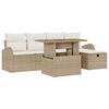 vidaXL Gar&eth;s&oacute;fa sett 6 pcs Drapplita&eth;ur p&oacute;l&yacute;rattan