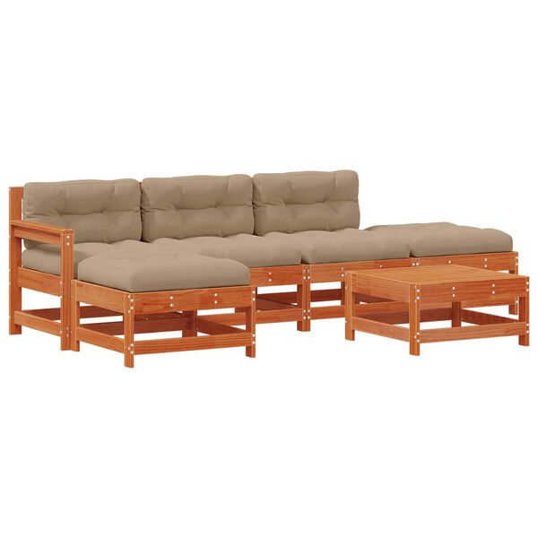 vidaXL Gar&eth;setustofa 6 pcs VaxBr&uacute;nn Mass&iacute;ft furuvi&eth;