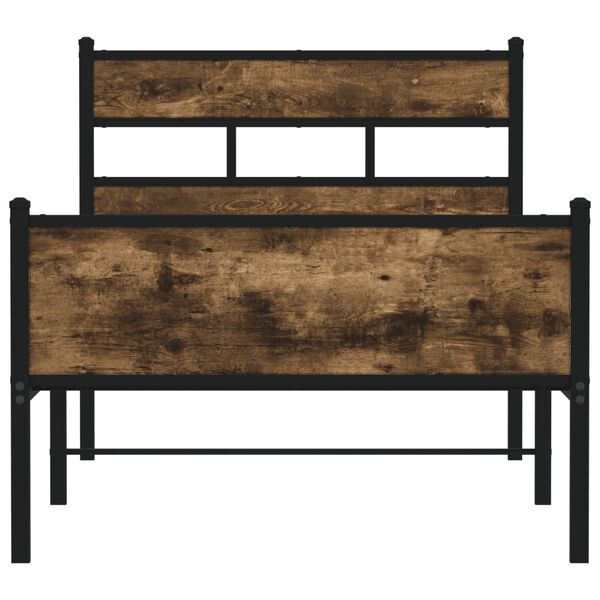 vidaXL Rúmgrind án Dýnu Reyktóna Eikarlitur 75x190 cm Samsettur Viður