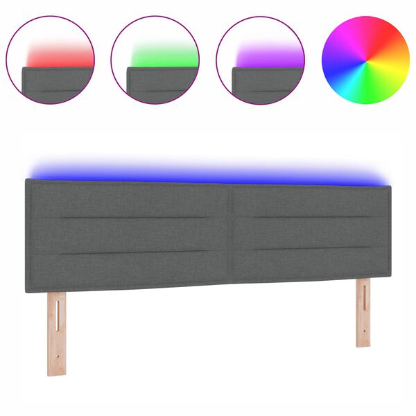 vidaXL LED h&ouml;fu&eth; Me&eth; LED r&aelig;ma lj&oacute;sum D&ouml;kk gr&aacute; 160 cm P&oacute;l&yacute;ester