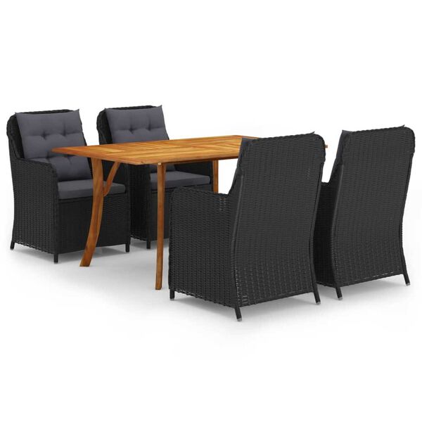 vidaXL 5 Hluta Gar&eth;bor&eth;stofusett Svart