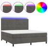 vidaXL H&oacute;lfa&eth; Springr&uacute;m me&eth; D&yacute;nu&LED D&ouml;kkgr&aacute;tt 160x200 cm Flauel