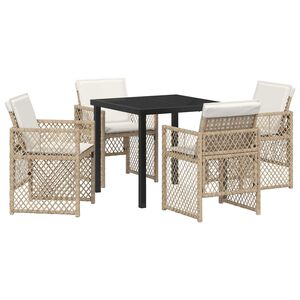 vidaXL Gar&eth;ur bor&eth;sett 5 pcs Drapplita&eth;ur p&oacute;l&yacute;rattan