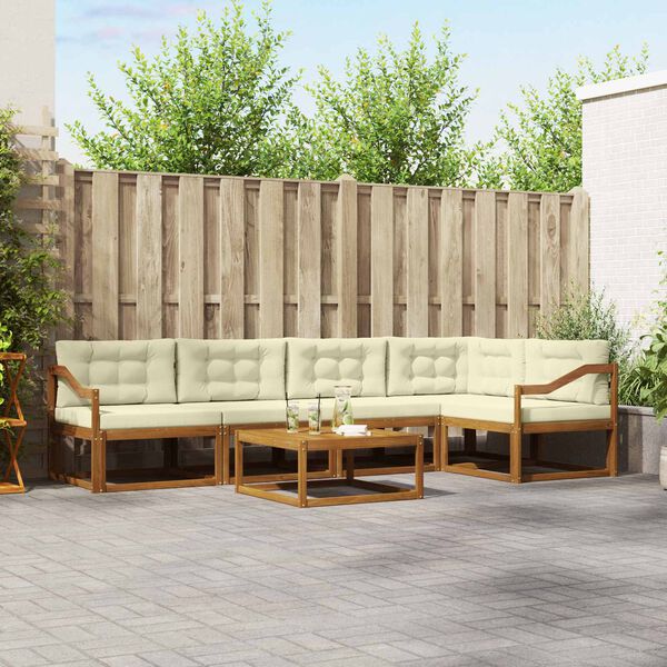 vidaXL &Uacute;ti s&oacute;fasett me&eth; p&uacute;&eth;i 6 pcs N&aacute;tt&uacute;rulegt og Krem