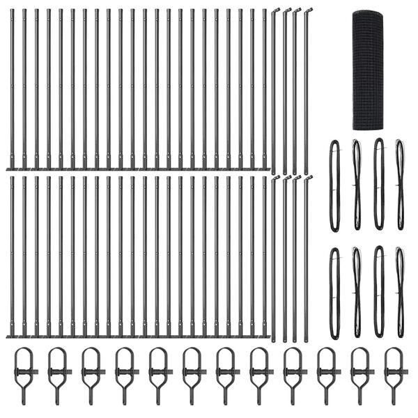 vidaXL Gir&eth;ingarp&oacute;stur Gr&aacute;r 100 x 0,4 m (25 x 25 mm net) St&aacute;l og PVC