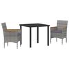 vidaXL Gar&eth;ur bor&eth;sett me&eth; p&uacute;&eth;i 3 pcs Gr&aacute;r p&oacute;l&yacute;rattan