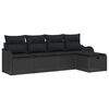 vidaXL Gar&eth;s&oacute;fa sett me&eth; p&uacute;&eth;i me&eth; geymslu 5 pcs Svartur Poly rattan