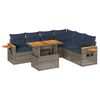 vidaXL 7 stykki gar&eth;s&oacute;fasett me&eth; p&uacute;&eth;um Grey Poly Rattan Akas&iacute;uvi&eth;ur