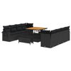 vidaXL Gar&eth;s&oacute;fa sett me&eth; p&uacute;&eth;i 11 pcs Svartur Poly rattan