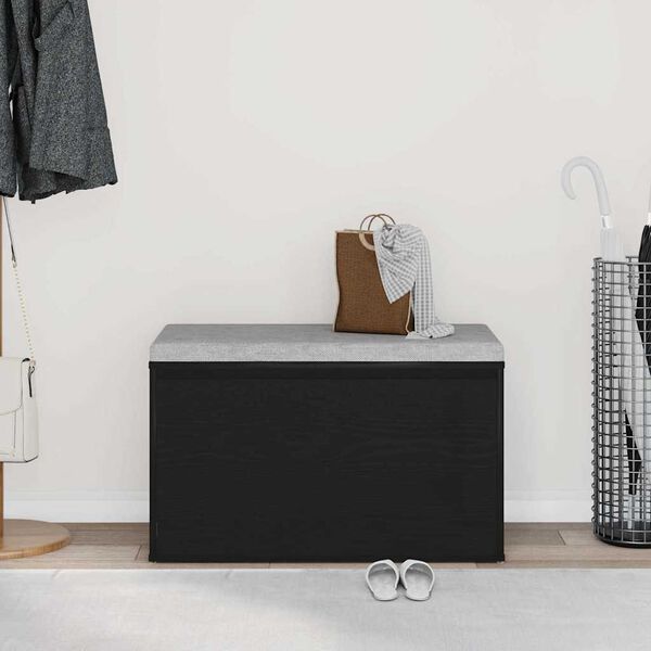 vidaXL Hallarbekk Svartur Eik 80 x 40 x 45 cm Samsettur vi&eth;ur