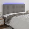 vidaXL LED h&ouml;fu&eth;gafl D&ouml;kkgr&aacute;tt 200x5x118/128 cm Efni