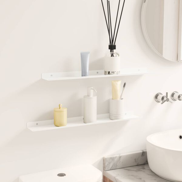 vidaXL Flj&oacute;tandi skrifbor&eth; Vegghengt 2 pcs Hv&iacute;t 60 x 9 x 2,5 cm St&aacute;l