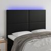 vidaXL LED höfuðgafl Svart 144x5x118/128 cm Leðurlíki