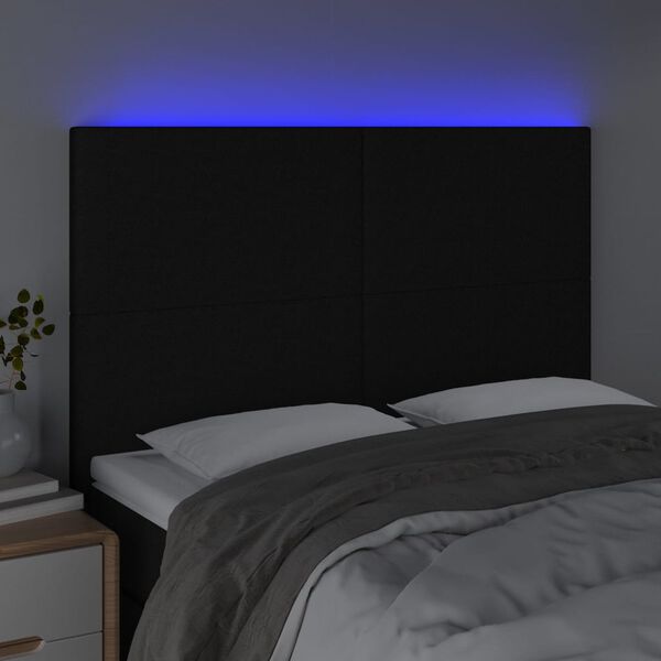 vidaXL LED h&ouml;fu&eth;gafl Svart 144x5x118/128 cm Efni