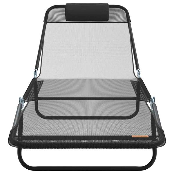 vidaXL Stillanlegur samanbrjótanlegur sólstóll 1-Persóna Svartur