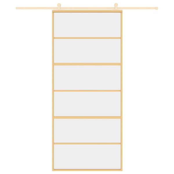 vidaXL Rennihurð Gyllt 90x205 cm Glært Hert Gler og Ál