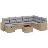 vidaXL 9 Hluta Gar&eth;s&oacute;fasett me&eth; Sessum Drapplitu&eth; Blanda P&oacute;l&yacute;rattan