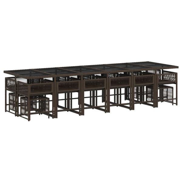 vidaXL 17 Stk. Gar&eth;h&uacute;sgagnasett me&eth; Sessum Br&uacute;nt P&oacute;l&yacute;rattan