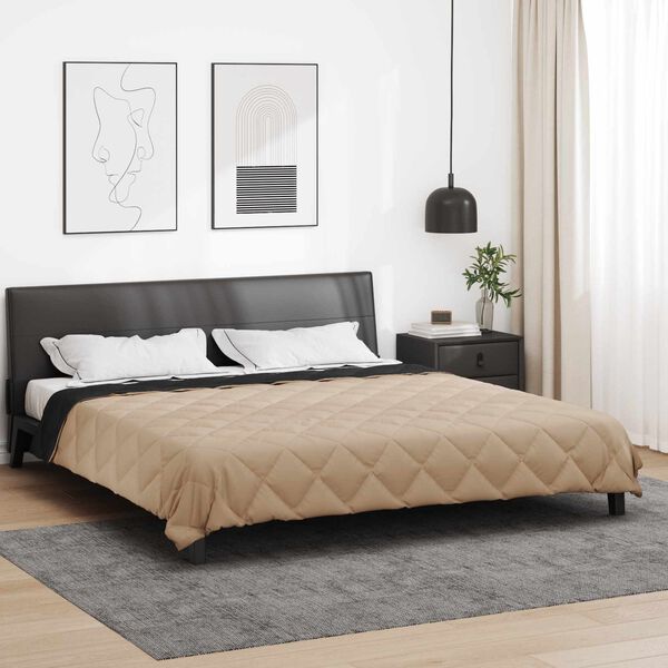 vidaXL Sumars&aelig;ng Svartur og Taupe 220 x 260 cm M&iacute;kr&oacute;f&iacute;ber