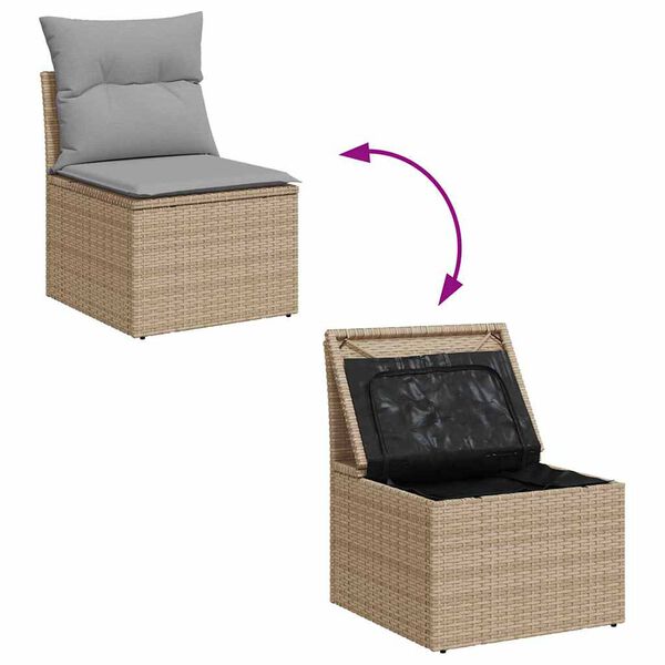 vidaXL Gar&eth;s&oacute;fa sett me&eth; p&uacute;&eth;i 9 pcs Drapplita&eth;ur Poly rattan