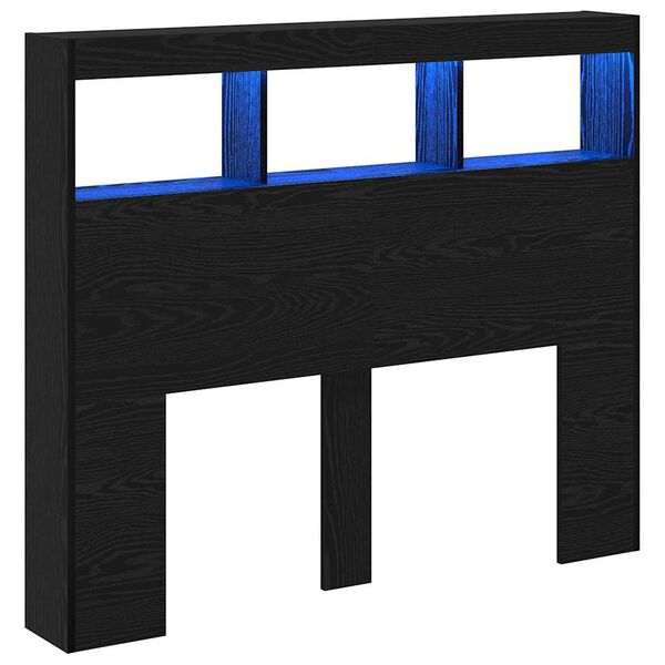 vidaXL H&ouml;f&eth;agafl Svartur Eik 120 x 17 x 102 cm Samsettur vi&eth;ur